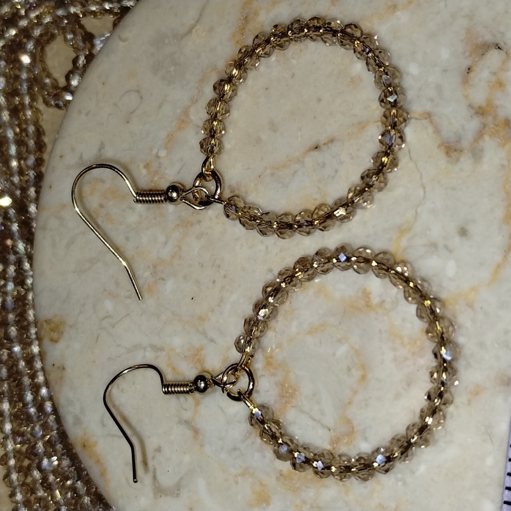 Multifaceted beaded hoop earrings